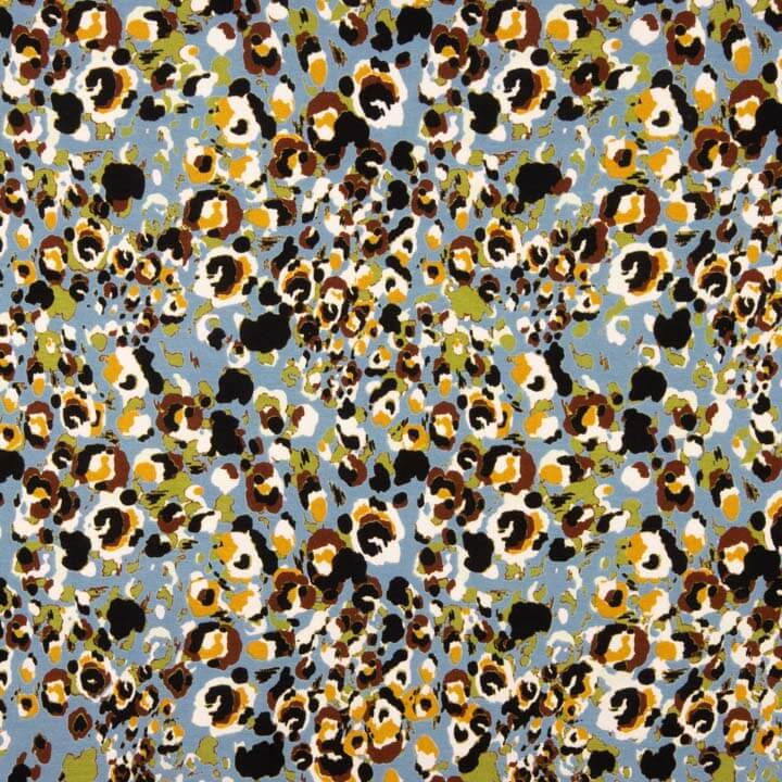 Blue Abstract Animal Print Viscose Knit Fabric - Ribes y Casals