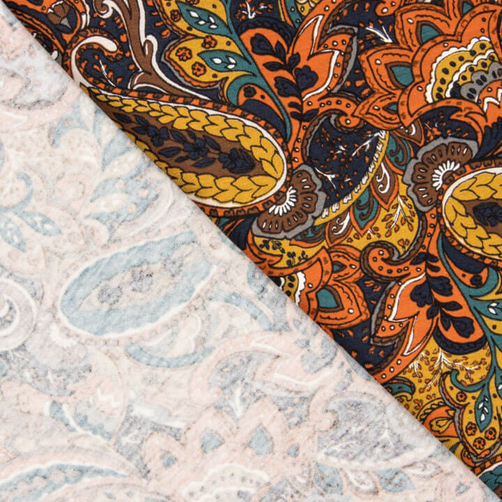 Multicoloured Paisley-Printed Viscose Knit Fabric - Ribes y Casals