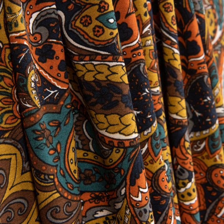 Multicoloured Paisley-Printed Viscose Knit Fabric - Ribes y Casals
