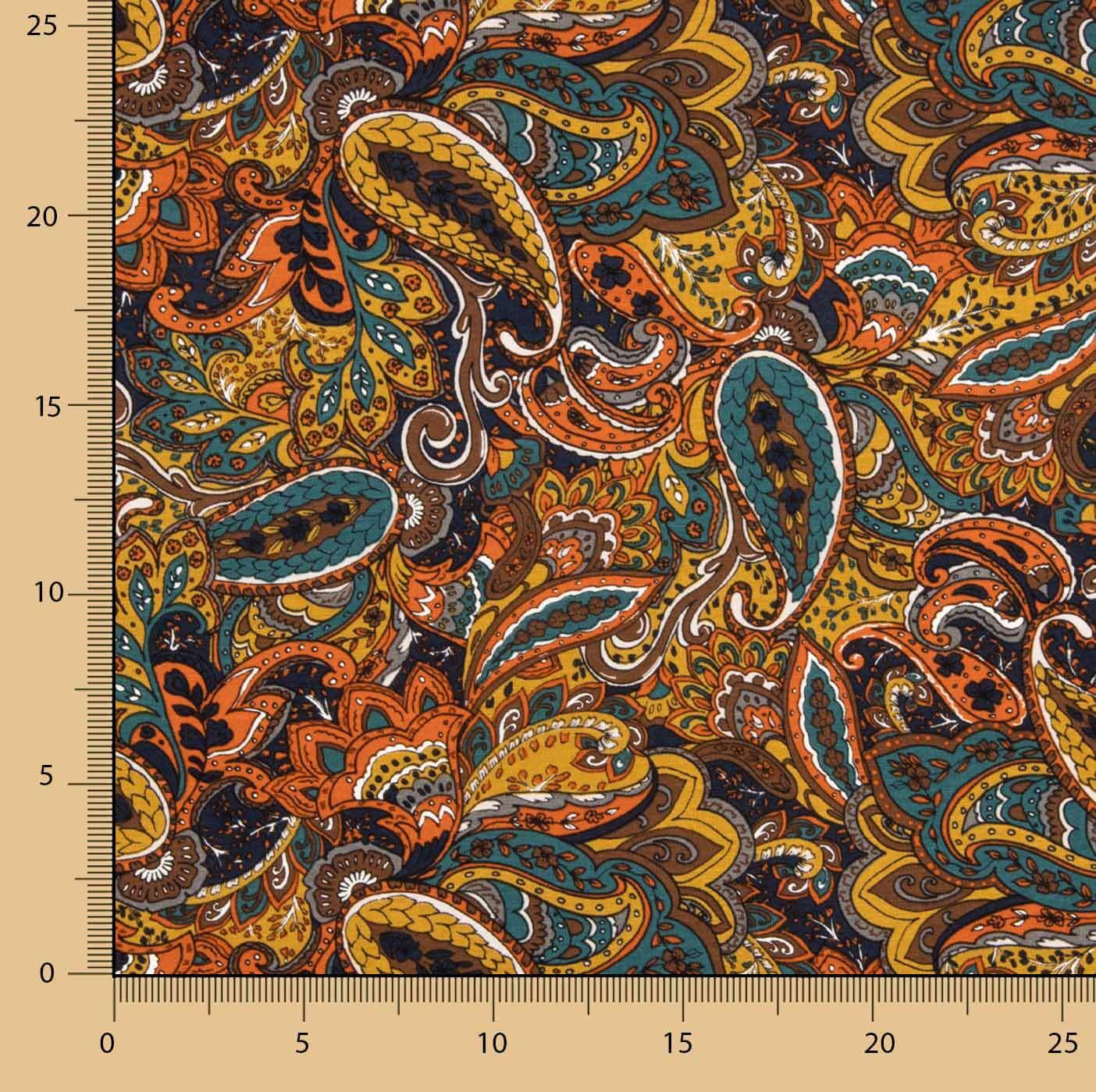 Multicoloured Paisley-Printed Viscose Knit Fabric - Ribes y Casals
