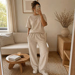 Light Beige Melange Viscose Top - Ribes y Casals