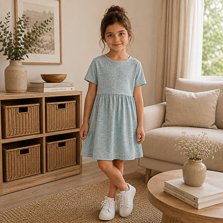 Petrol Blue Melange Viscose Top - Ribes y Casals