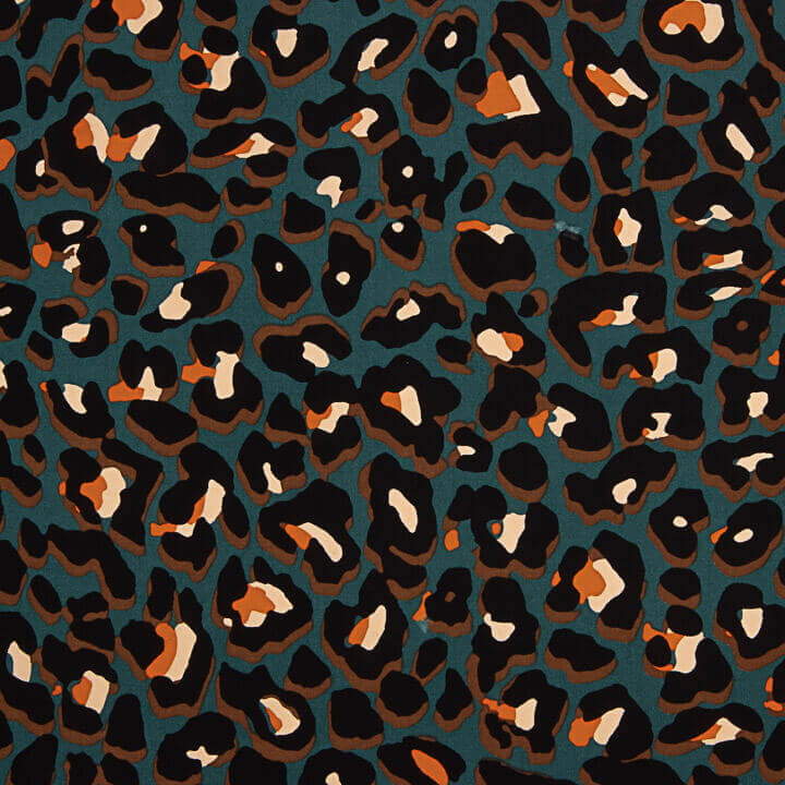 Leopard-print viscose, petrol blue - Ribes y Casals