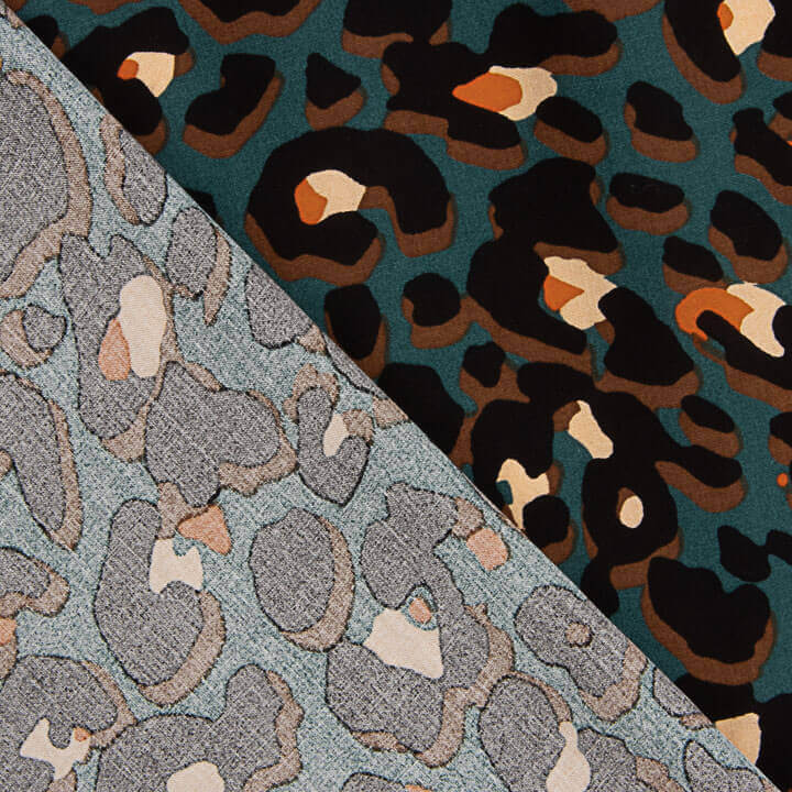 Leopard-print viscose, petrol blue - Ribes y Casals