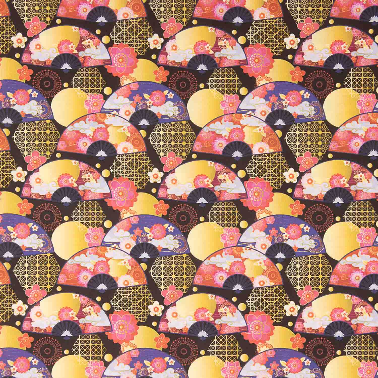 Cotton Poplin with Japanese Golden Fan Print - Ribes y Casals