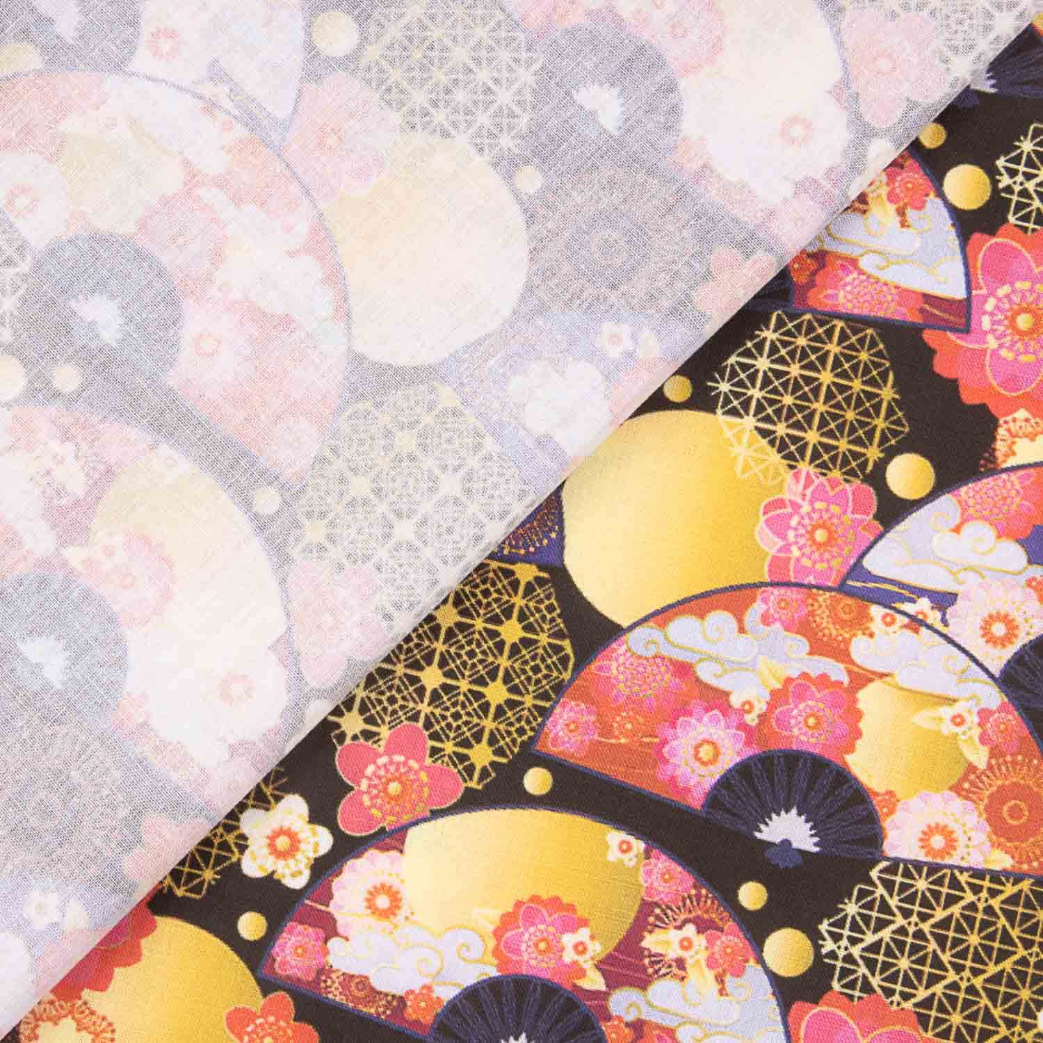 Cotton Poplin with Japanese Golden Fan Print - Ribes y Casals
