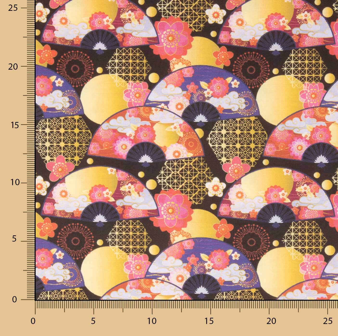Cotton Poplin with Japanese Golden Fan Print - Ribes y Casals