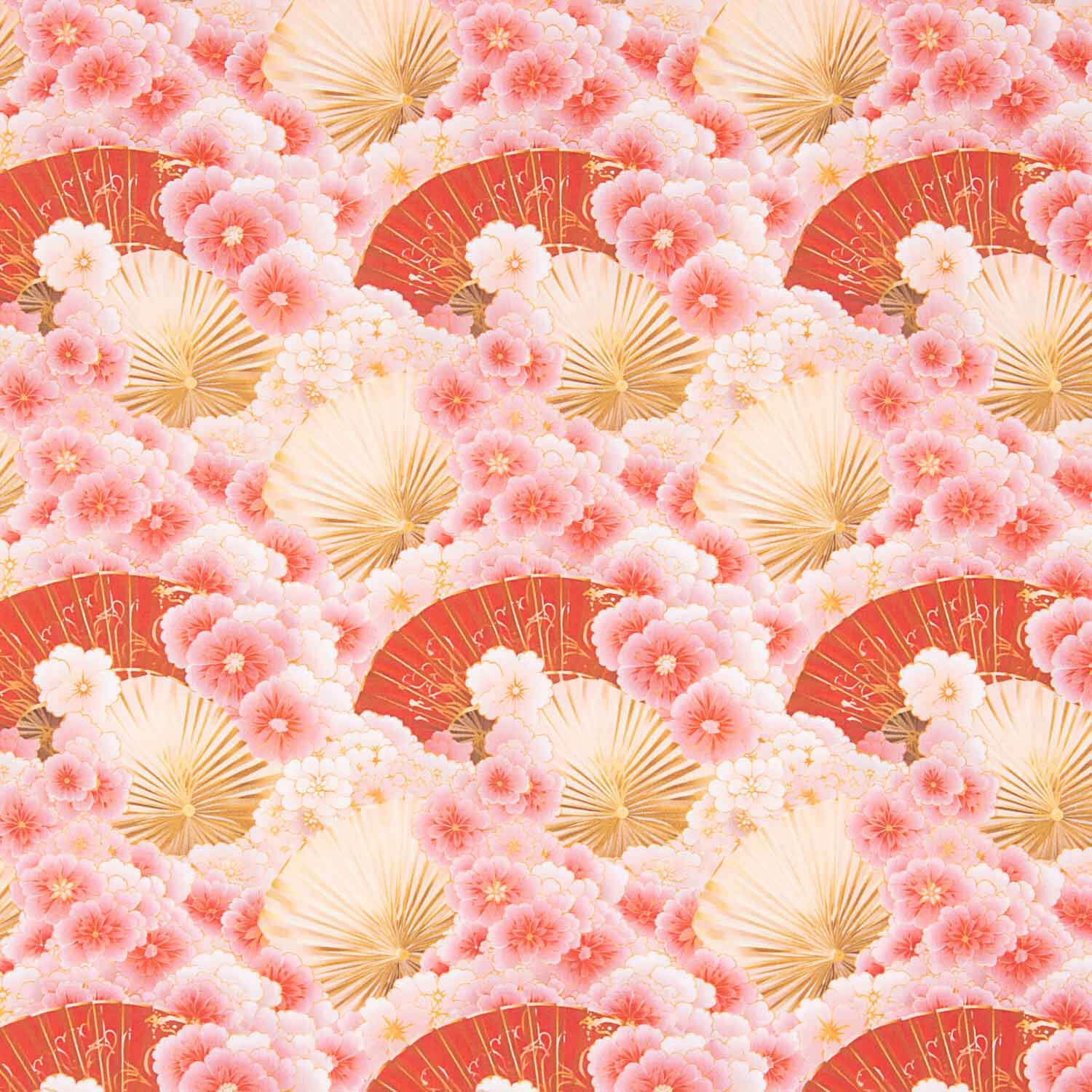 Cotton Poplin with Pink Floral Fan Print - Ribes y Casals