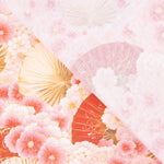 Cotton Poplin with Pink Floral Fan Print - Ribes y Casals