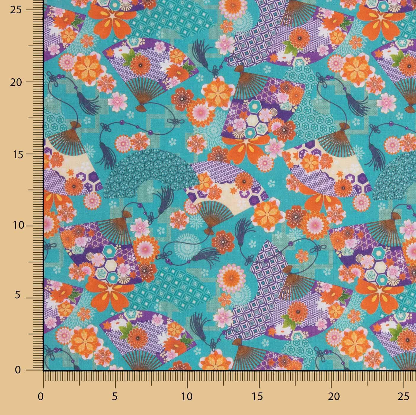 Cotton Poplin with Fan Print - Ribes y Casals