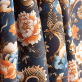 Cotton Poplin with Oriental Dragon and Floral Print - Ribes y Casals