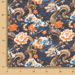 Cotton Poplin with Oriental Dragon and Floral Print - Ribes y Casals