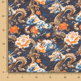Cotton Poplin with Oriental Dragon and Floral Print - Ribes y Casals