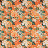 Orange Oriental Dragon and Floral Cotton Poplin - Ribes y Casals