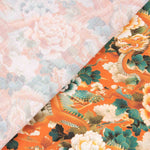 Orange Oriental Dragon and Floral Cotton Poplin - Ribes y Casals