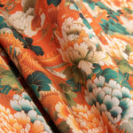 Orange Oriental Dragon and Floral Cotton Poplin - Ribes y Casals