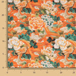 Orange Oriental Dragon and Floral Cotton Poplin - Ribes y Casals