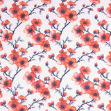 Coral Sakura Branches Cotton Poplin - Ribes y Casals