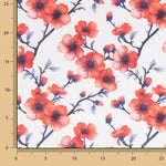 Coral Sakura Branches Cotton Poplin - Ribes y Casals