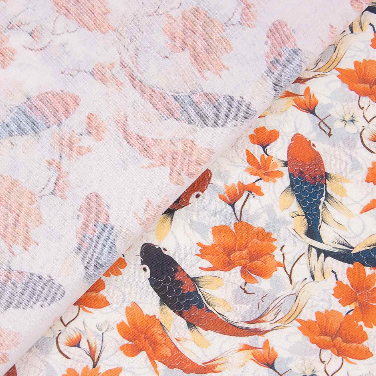Cotton Poplin with Koi Fish Print - Ribes y Casals