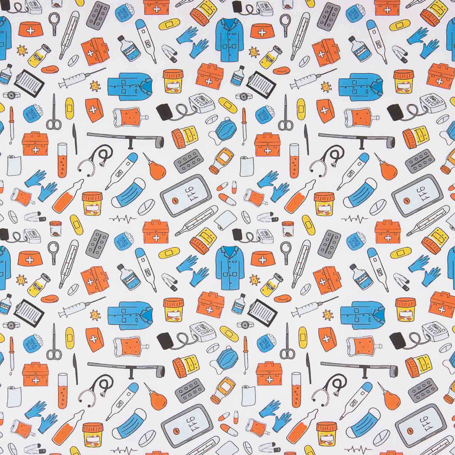 Printed Cotton Poplin Medical Utensils - Ribes y Casals