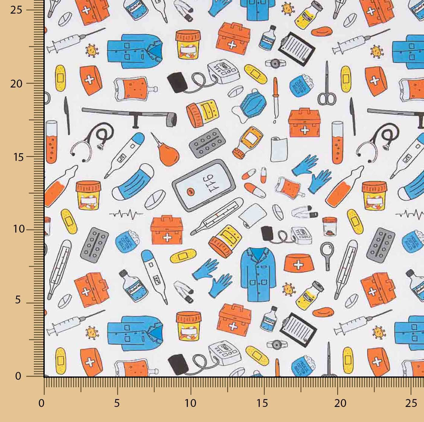 Printed Cotton Poplin Medical Utensils - Ribes y Casals