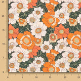 Orange Retro Floral Cotton Poplin - Ribes y Casals