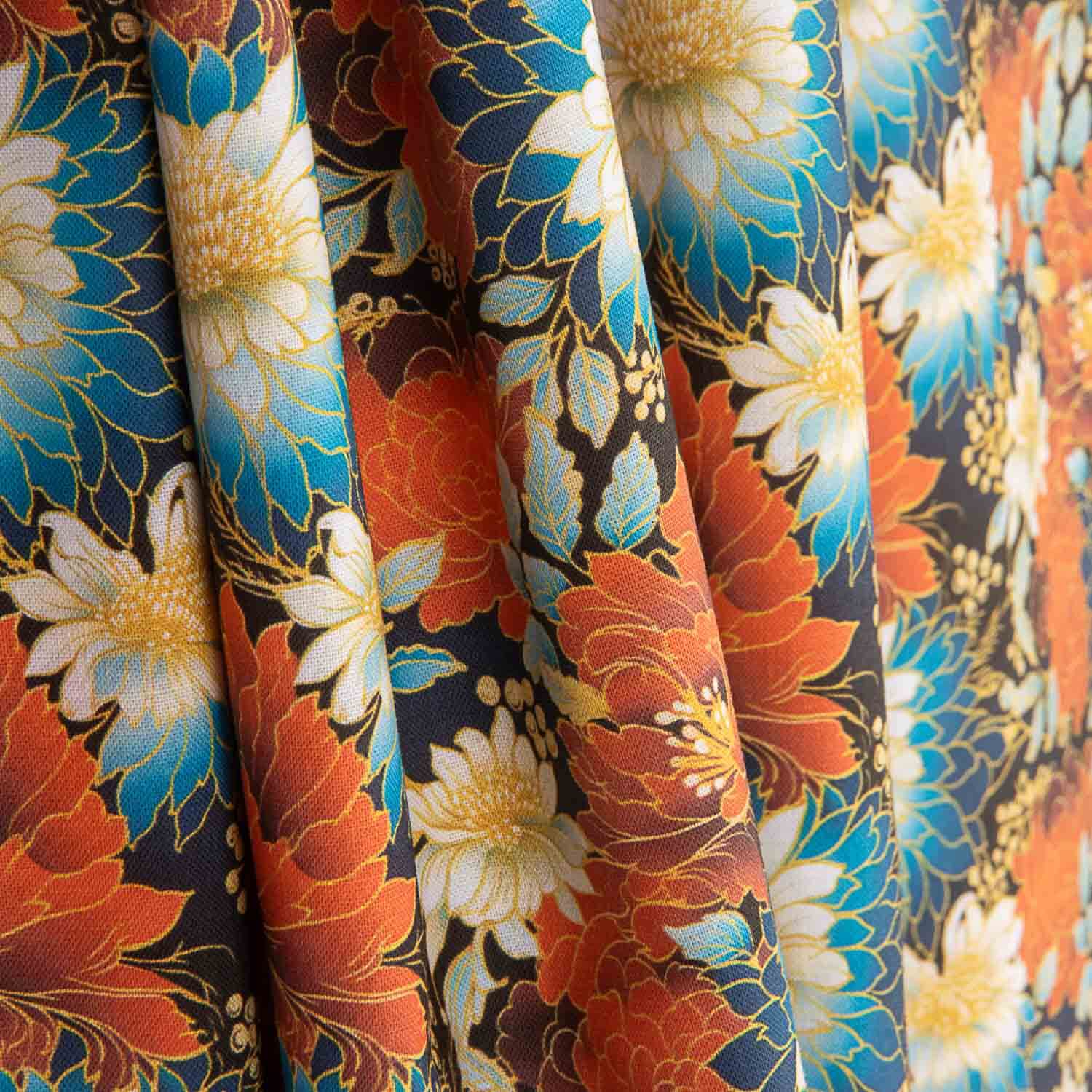 Oriental Floral Print Cotton Poplin - Ribes y Casals