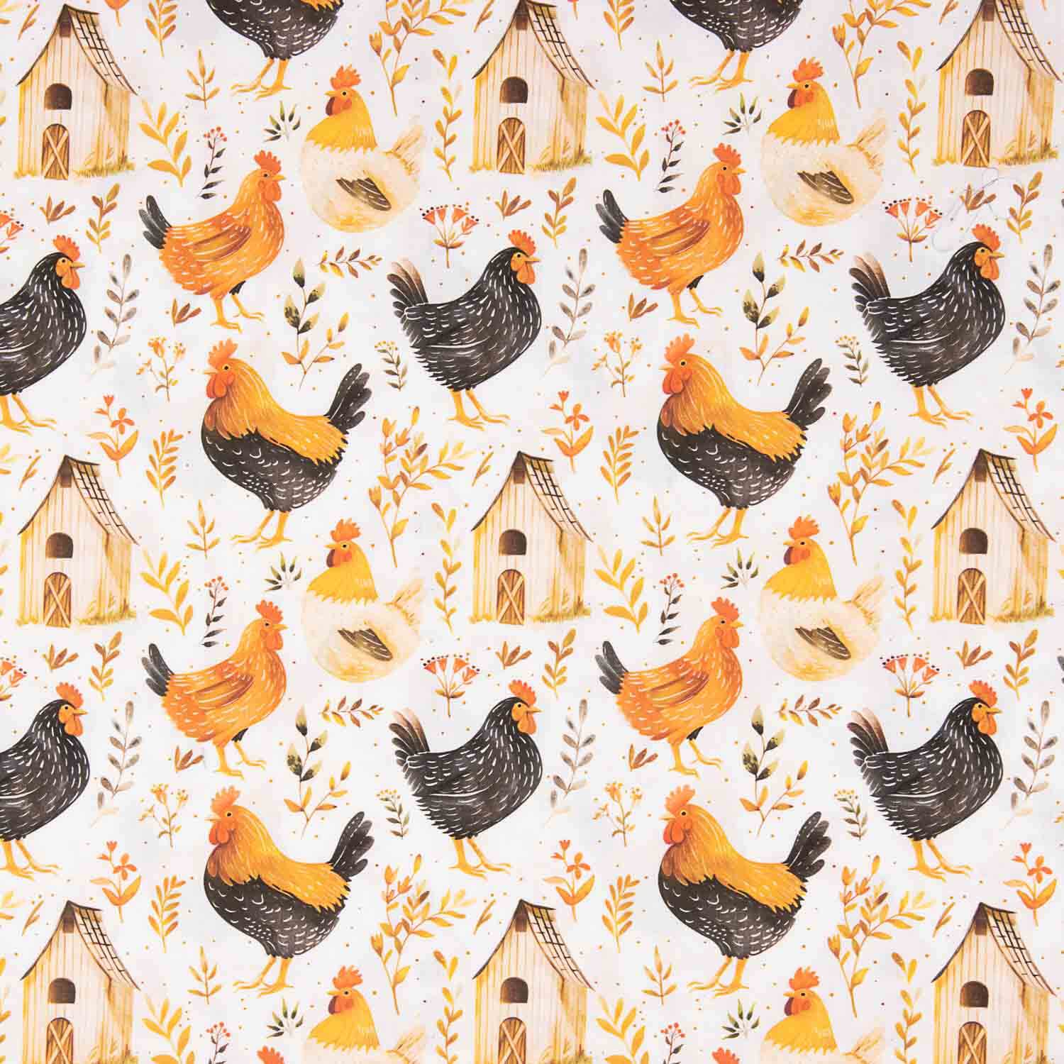 Printed Cotton Poplin Chickens - Ribes y Casals