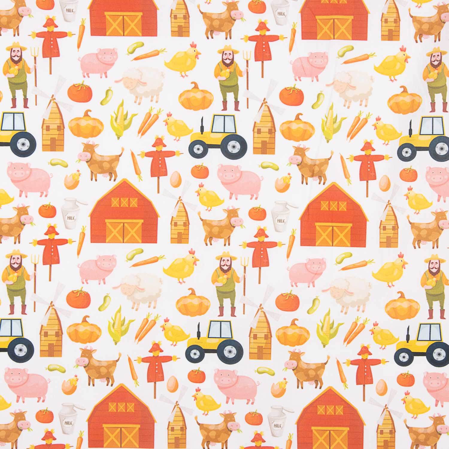 Children's Farm Print Cotton Poplin - Ribes y Casals