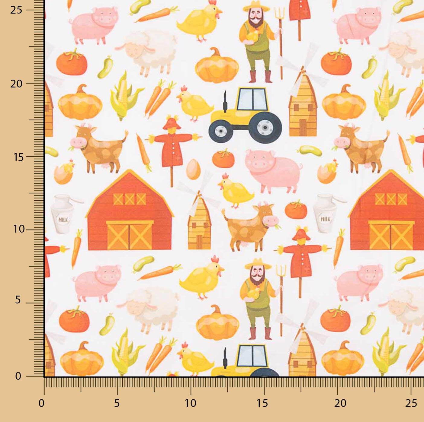 Children's Farm Print Cotton Poplin - Ribes y Casals