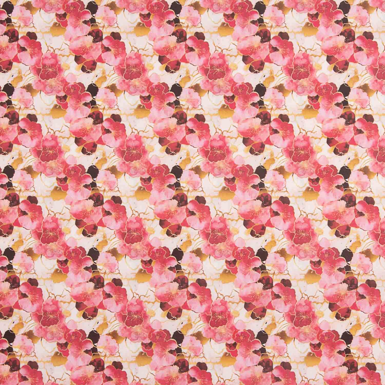 Pink Watercolour Floral Print Cotton Poplin - Ribes y Casals