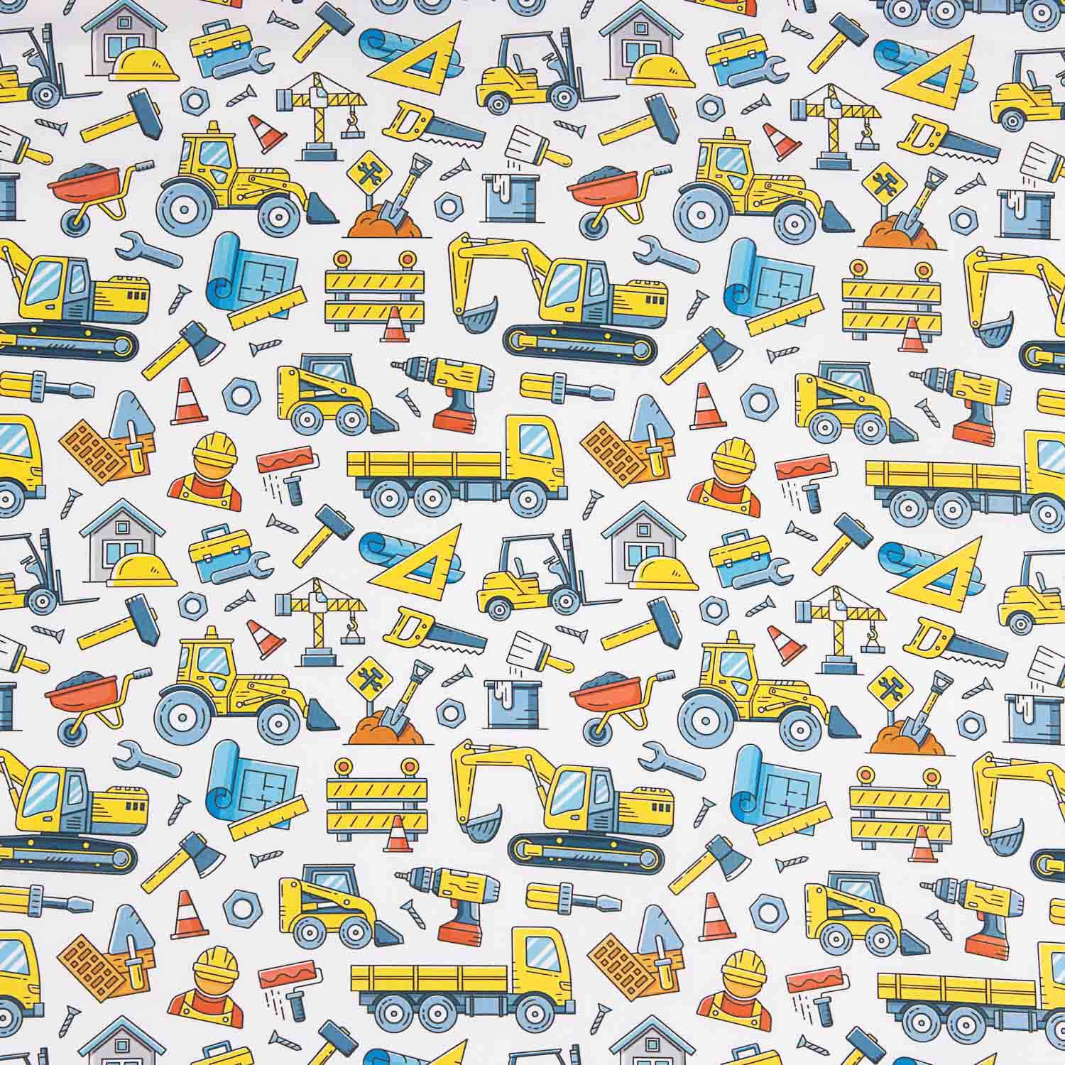 Children’s Construction Print Cotton Poplin - Ribes y Casals