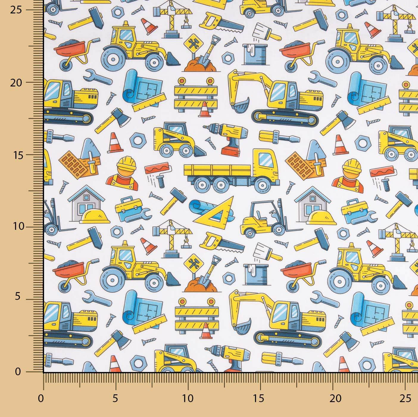 Children’s Construction Print Cotton Poplin - Ribes y Casals