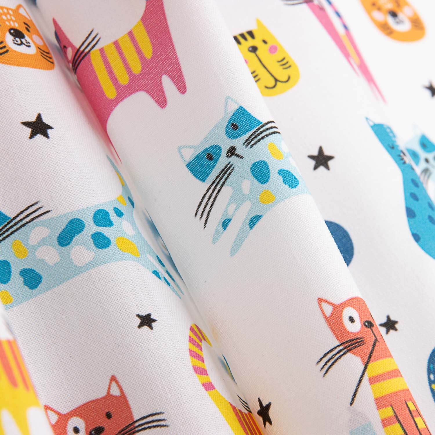 Multicolour Cat Print Cotton Poplin  - Ribes y Casals