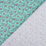 Mini Turquoise Floral Print Cotton Poplin - Ribes y Casals