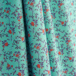 Mini Turquoise Floral Print Cotton Poplin - Ribes y Casals