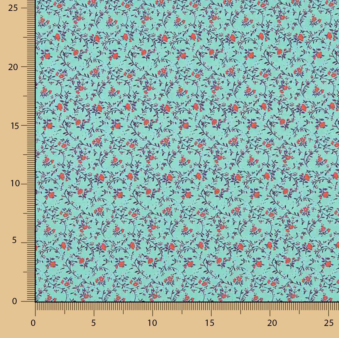 Mini Turquoise Floral Print Cotton Poplin - Ribes y Casals