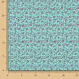 Mini Turquoise Floral Print Cotton Poplin - Ribes y Casals