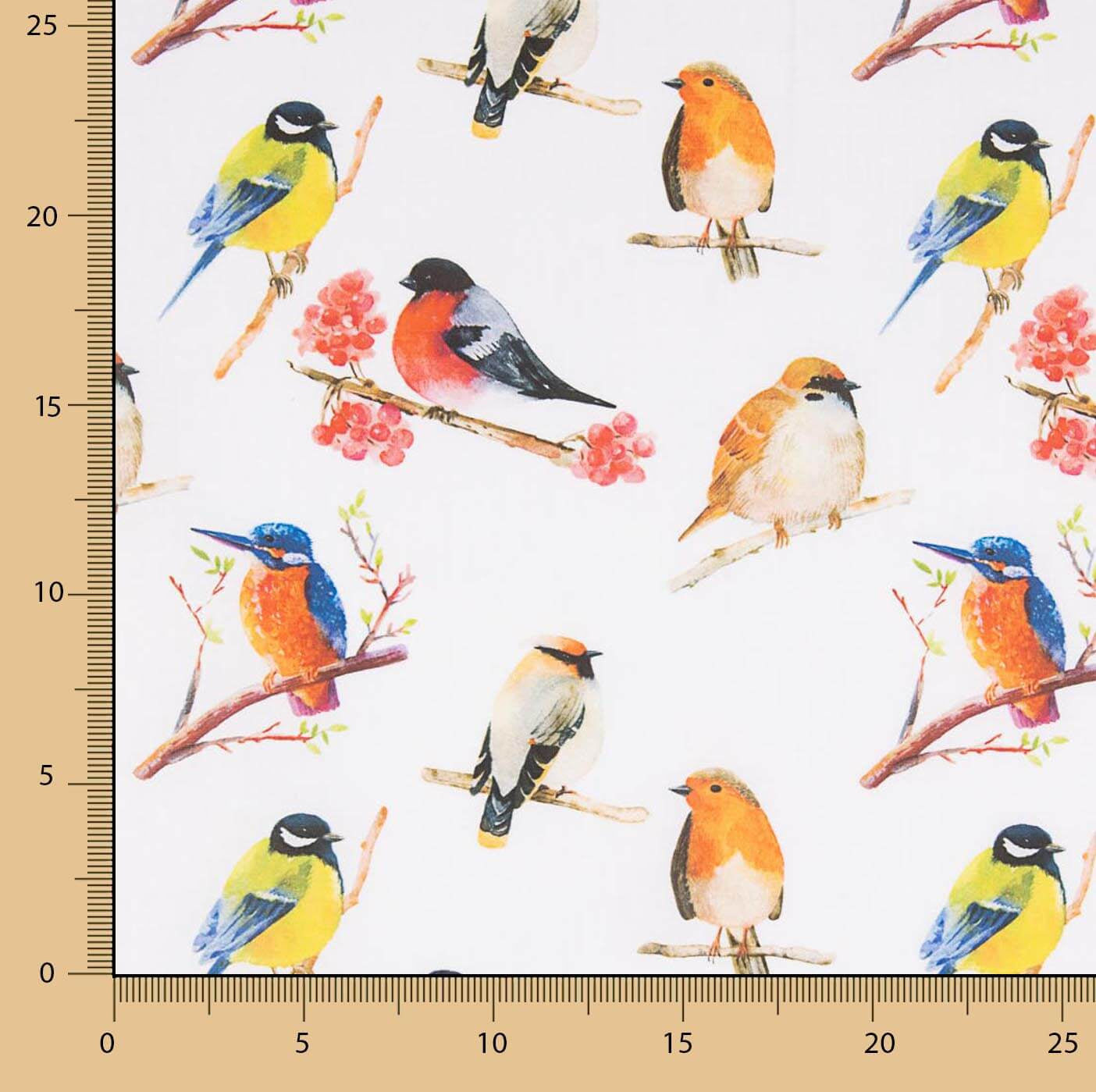 Poplin Cotton Printed Birds Colours - Ribes y Casals