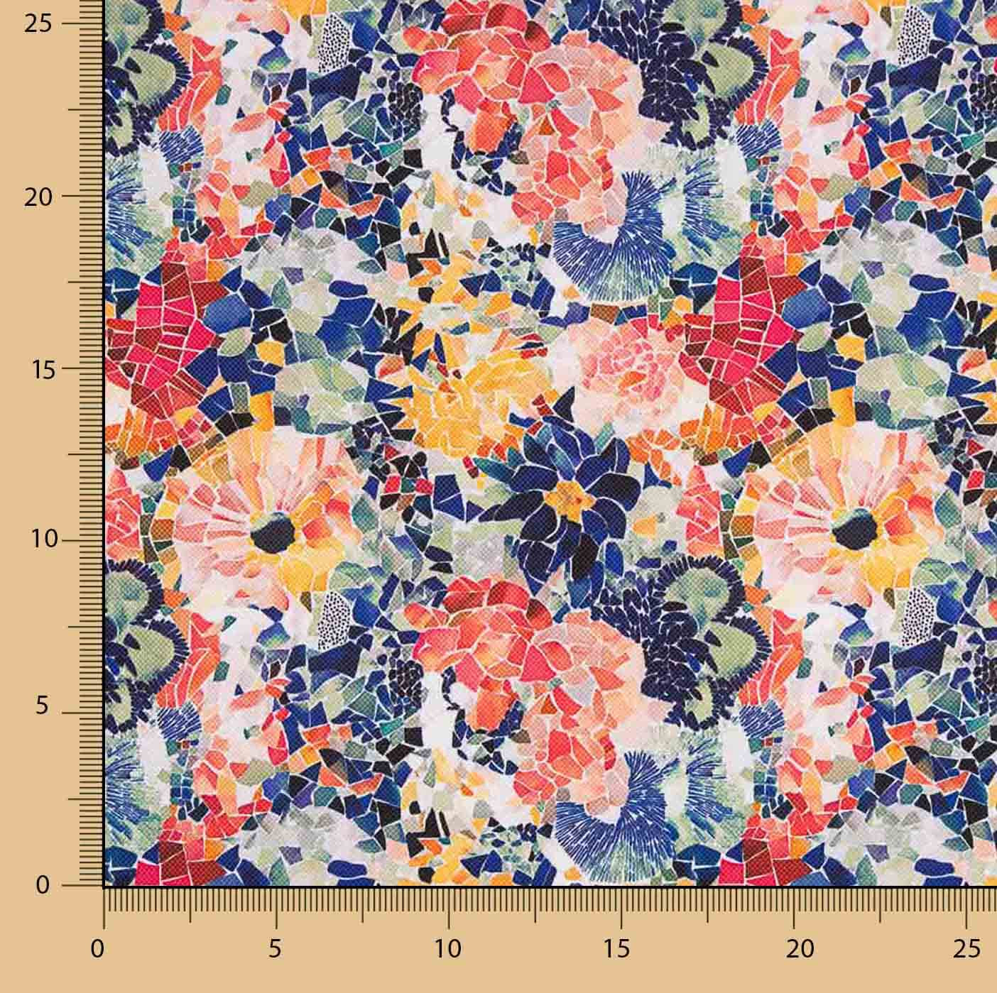 Resin-coated Water-repellent Floral Print Mosaic Colour - Ribes y Casals