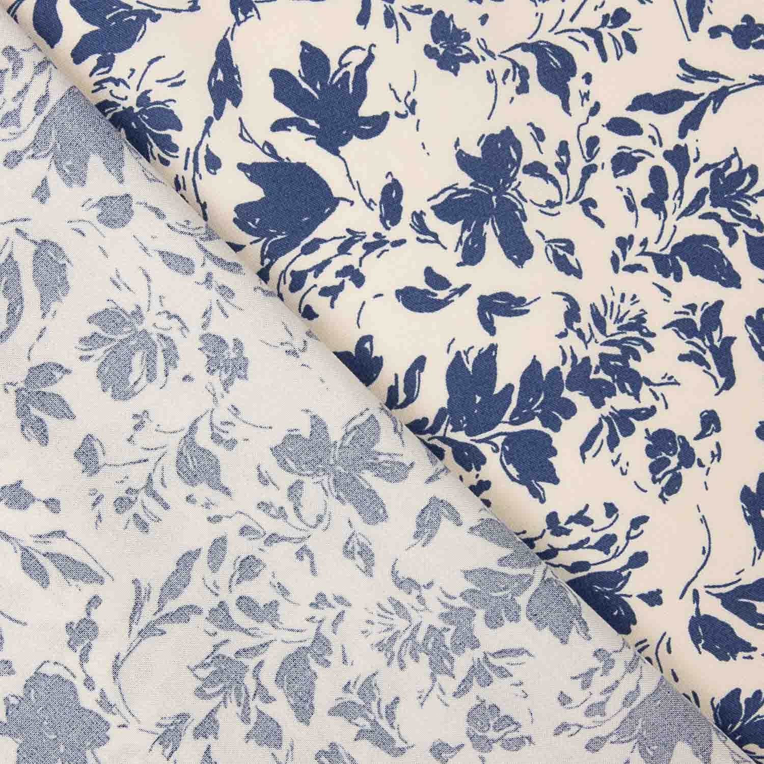 Blue Floral Bamboo Poplin - Ribes y Casals