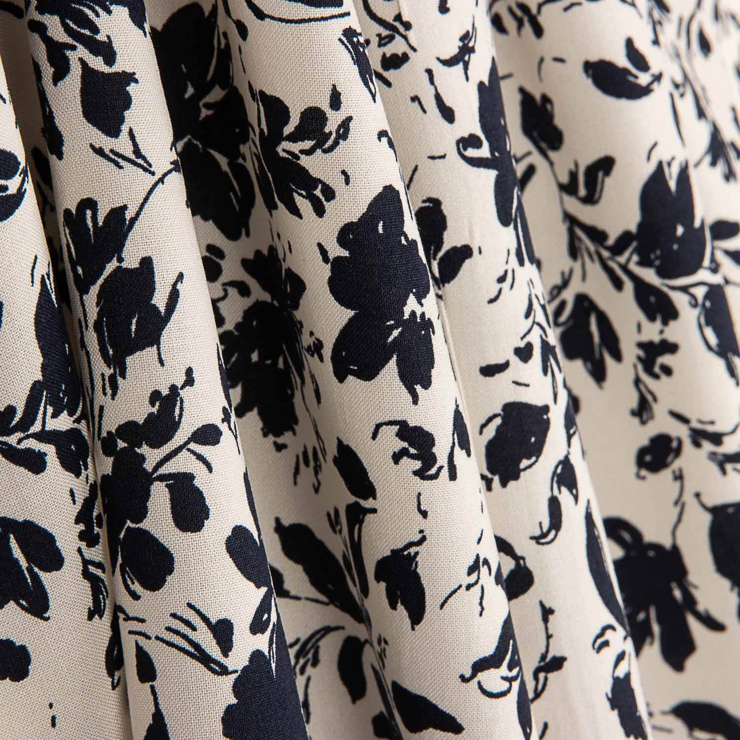 Black Floral Bamboo Poplin - Ribes y Casals