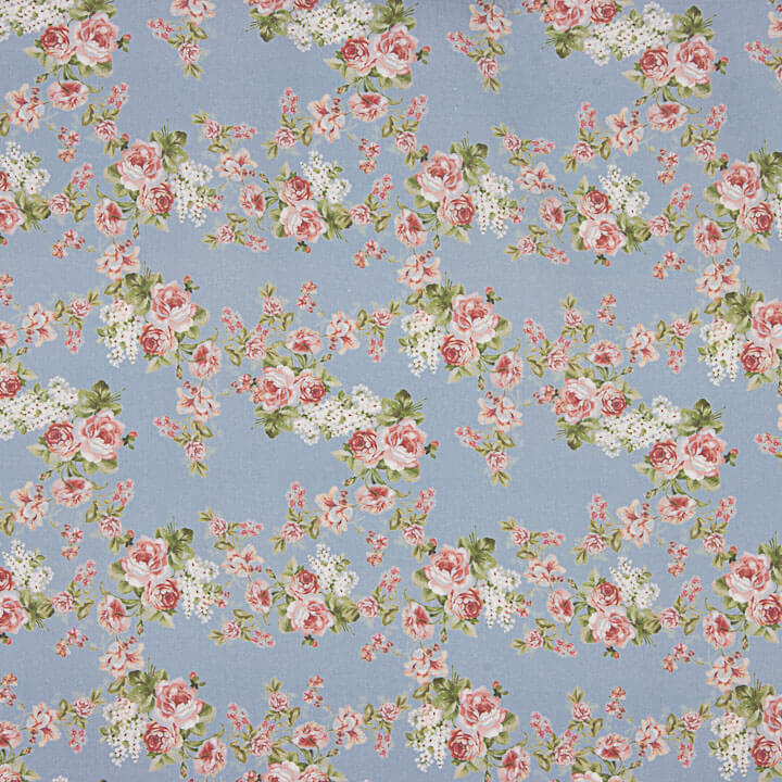 Blue Provence Roses Printed Viyela - Ribes y Casals