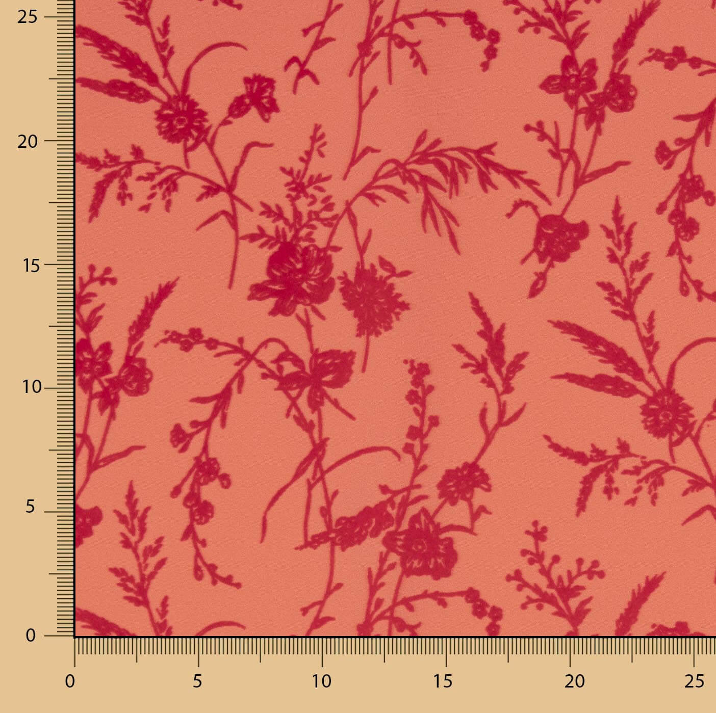 Koshibo Coral Flocked Fuchsia Flowers - Ribes y Casals