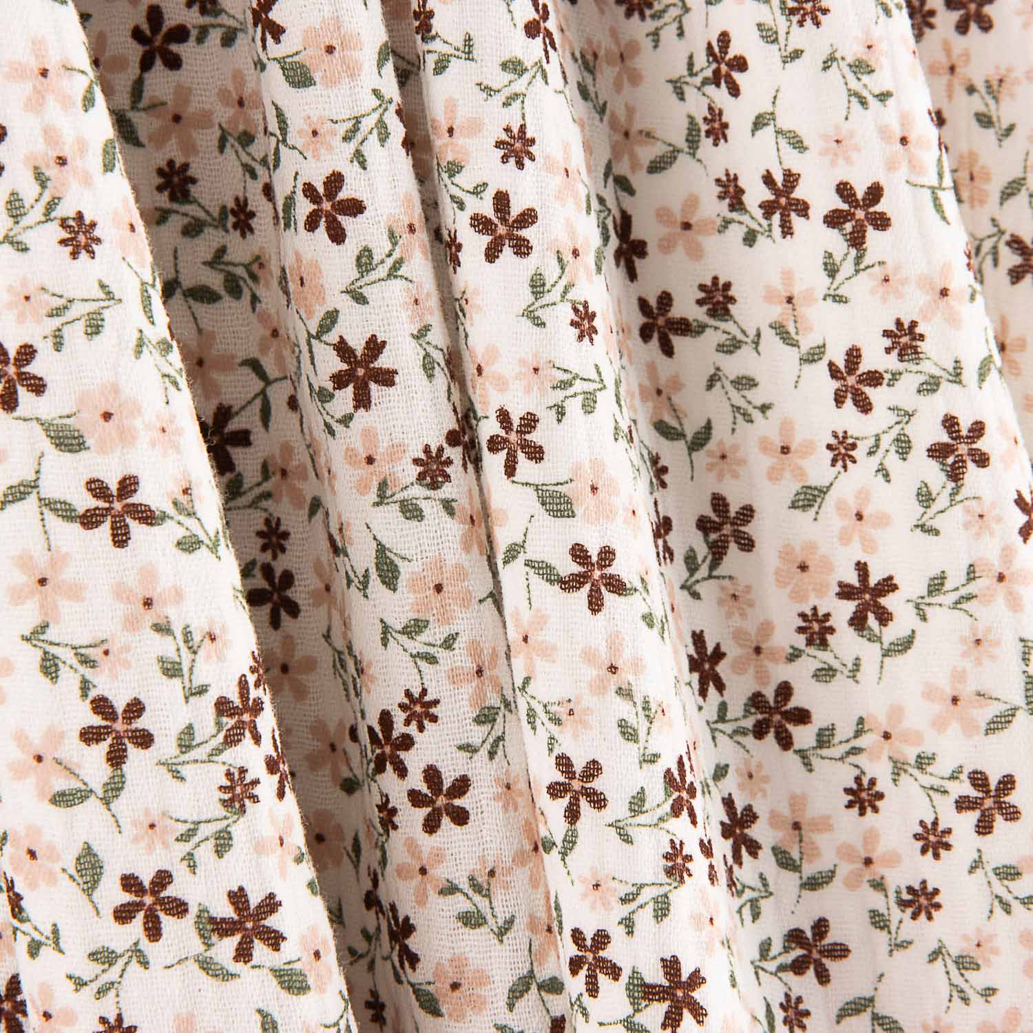 Cotton Muslin Delicate Flowers Light Background - Ribes y Casals