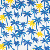 Blue and Yellow Palm Trees Cotton Muslin - Ribes y Casals