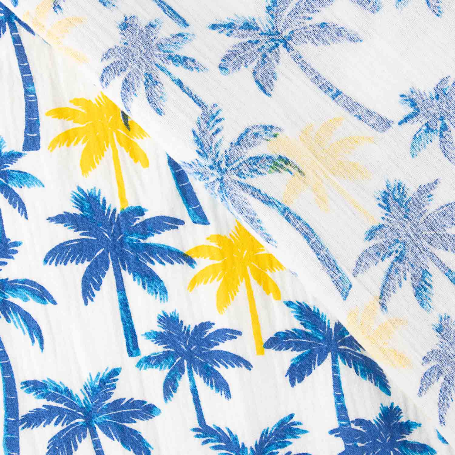 Blue and Yellow Palm Trees Cotton Muslin - Ribes y Casals