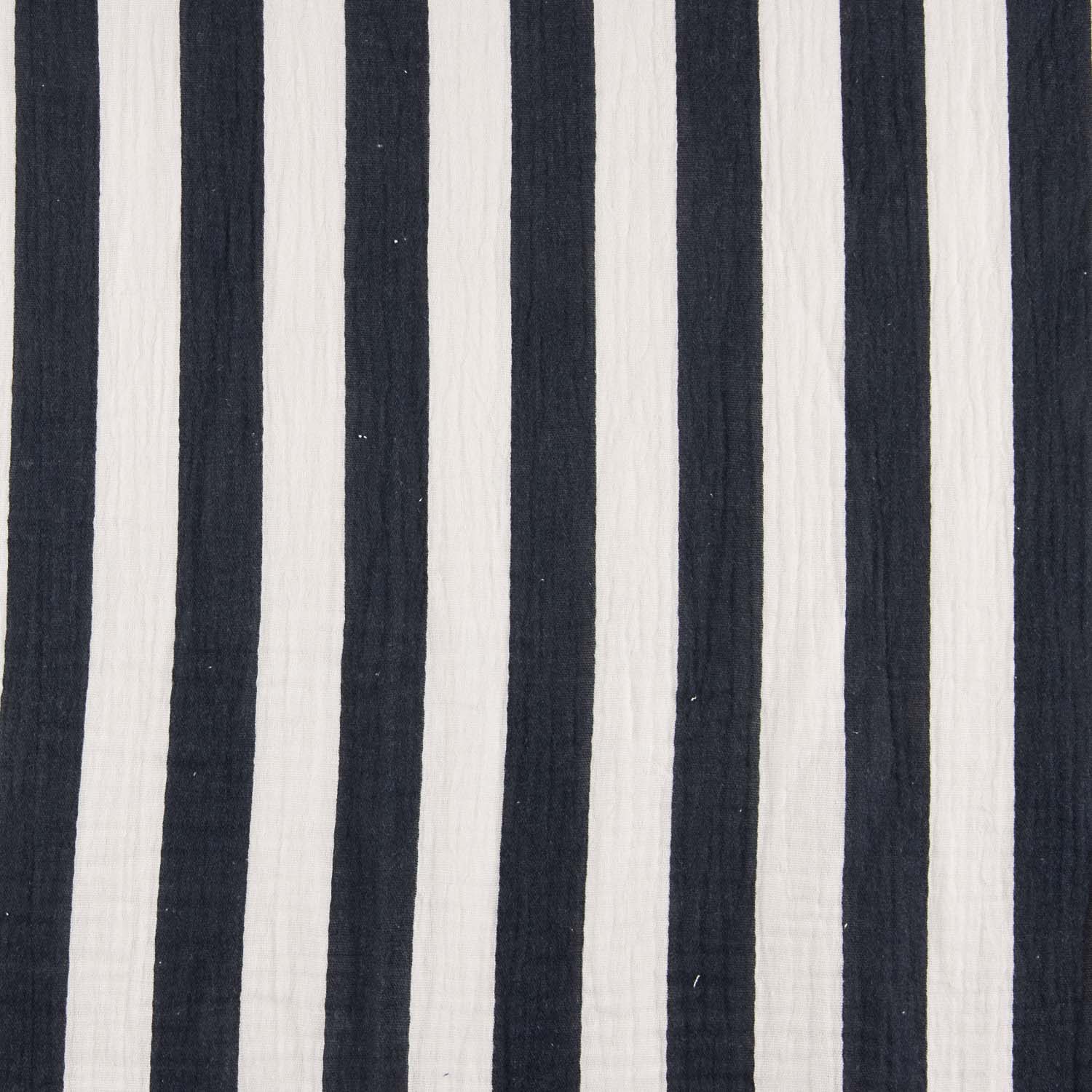 Navy and White Striped Cotton Muslin - Ribes y Casals