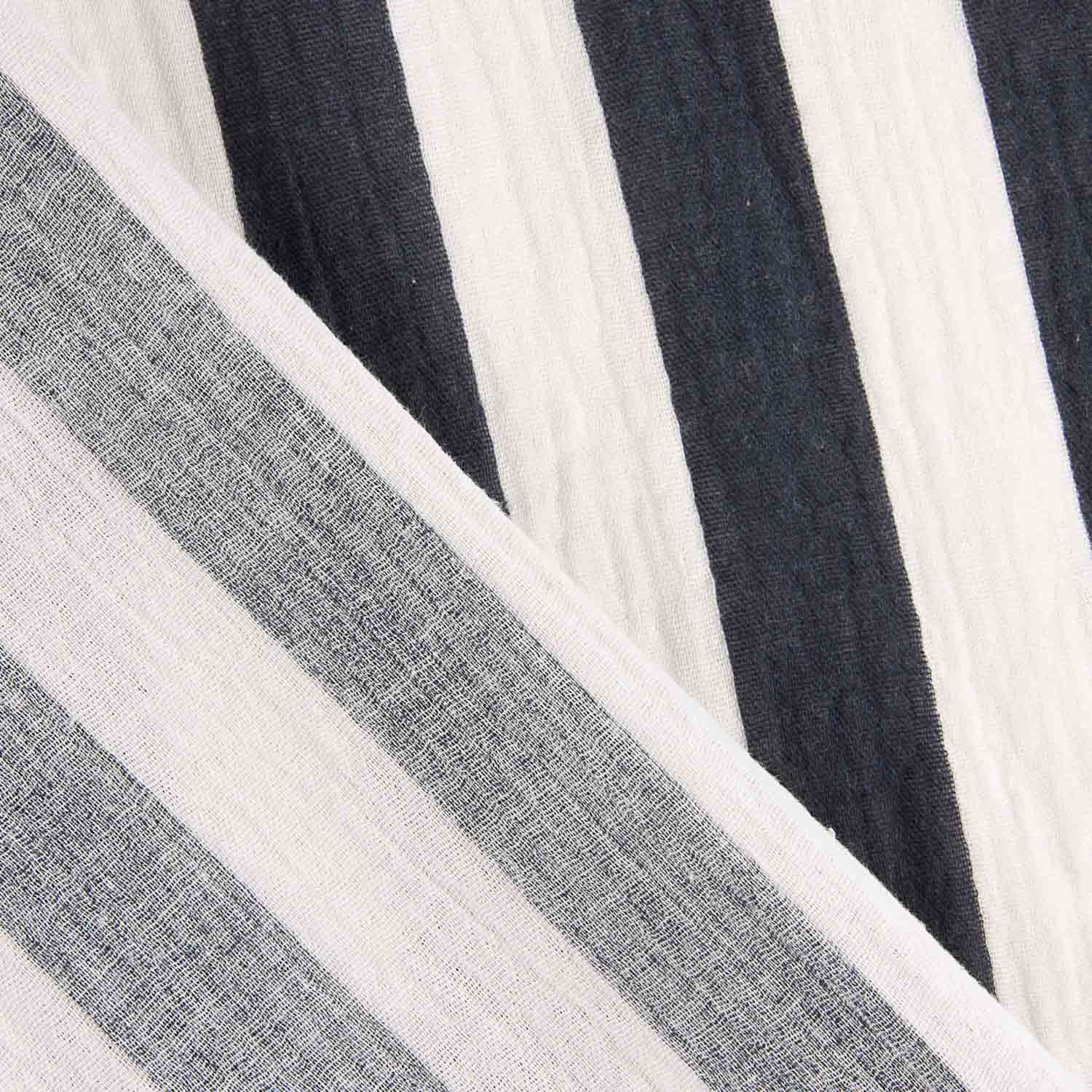 Navy and White Striped Cotton Muslin - Ribes y Casals